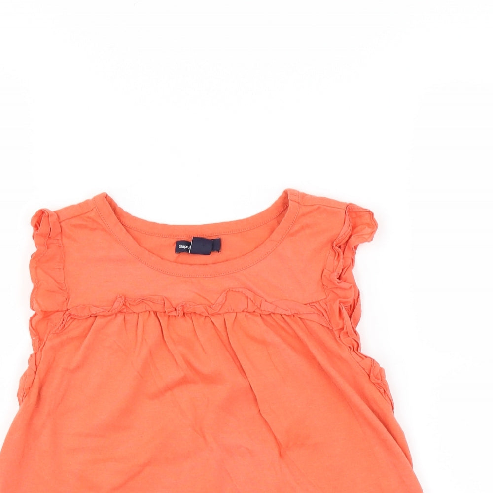 Gap Girls Orange   Basic T-Shirt Size 6 Years  - Ruffle Detail
