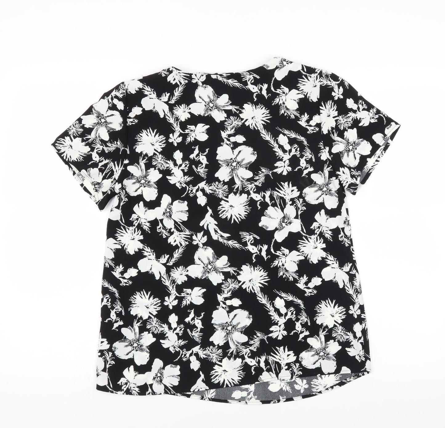 Le Bon Marché Womens Black Floral  Basic Blouse Size 10