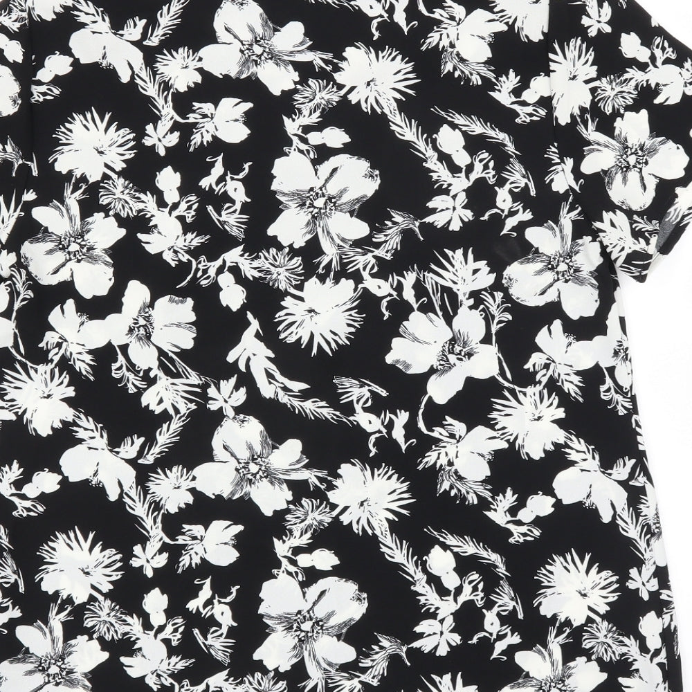 Le Bon Marché Womens Black Floral  Basic Blouse Size 10