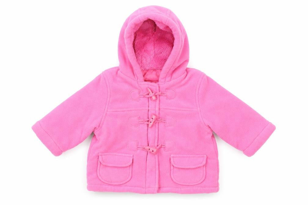 Front view of Marks & Spencer girls’ pink basic coat coat, size 6-9, months