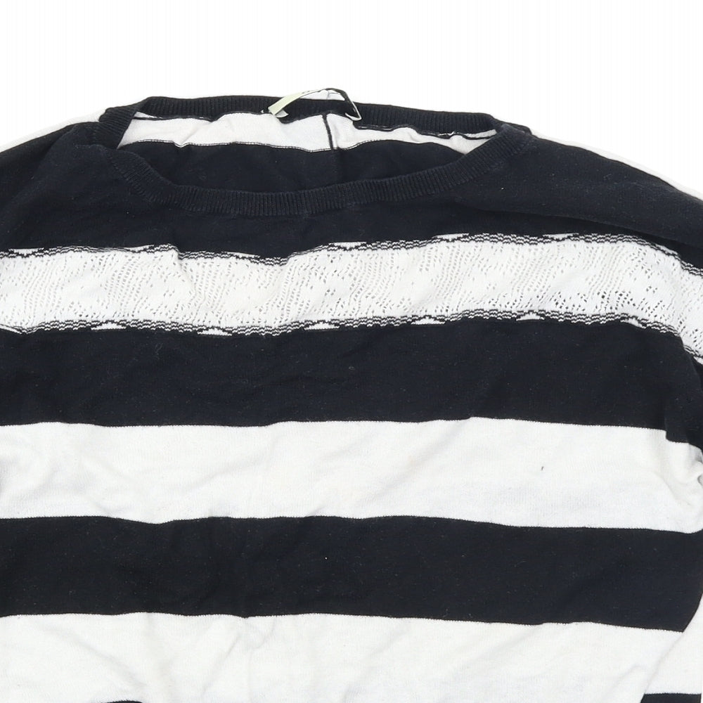 Oasis Womens Black Striped Knit Pullover Jumper Size S