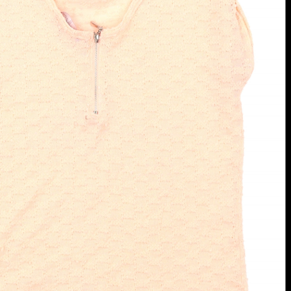 New Look Womens Orange  Knit Basic T-Shirt Size 10