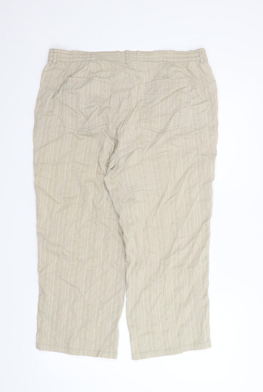 KingField Womens Beige Striped  Capri Trousers Size 20 L22 in