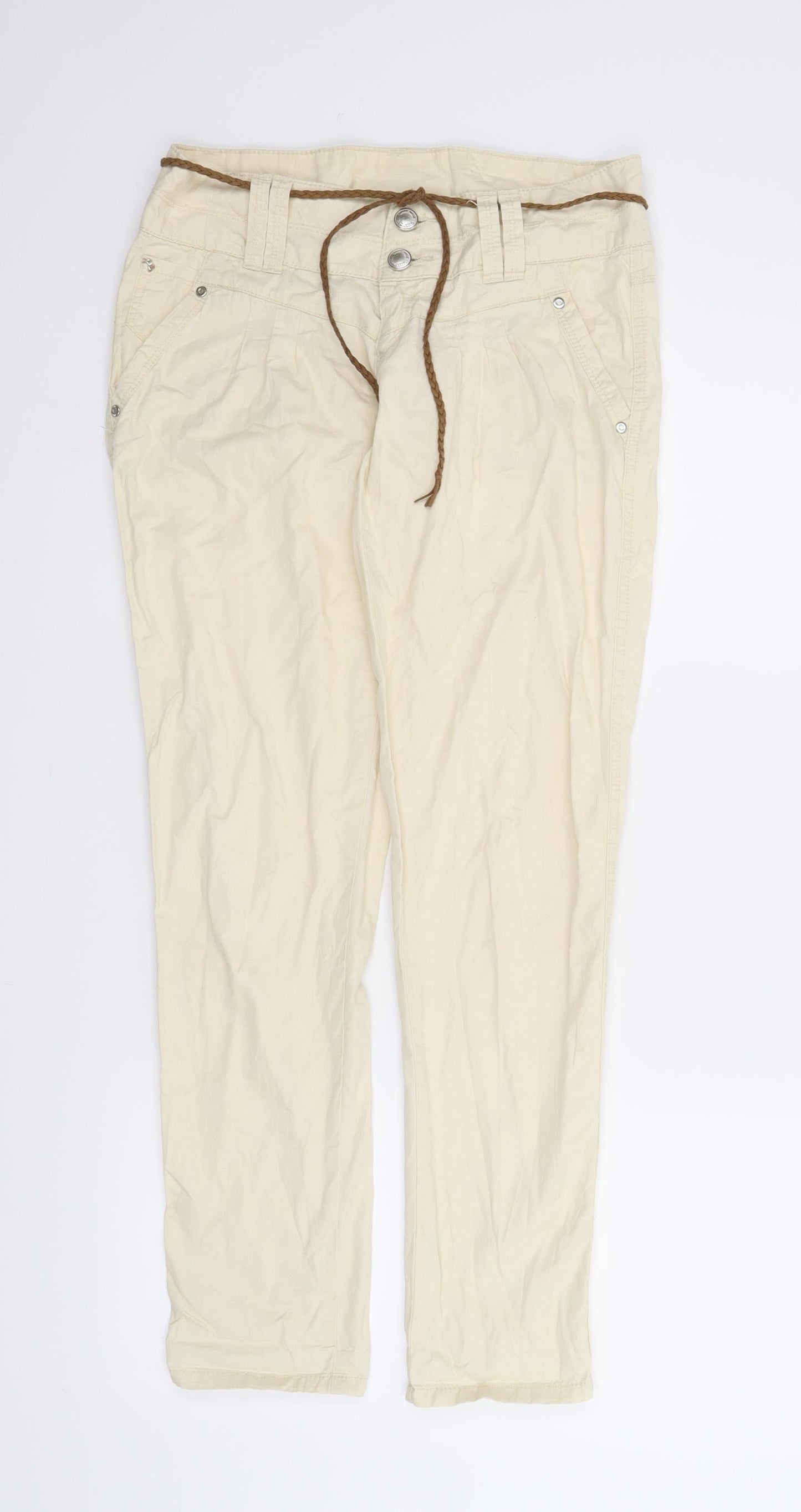 TALLY WEiJL Womens Beige   Carrot Trousers Size 6 L27.5 in - Belt included
