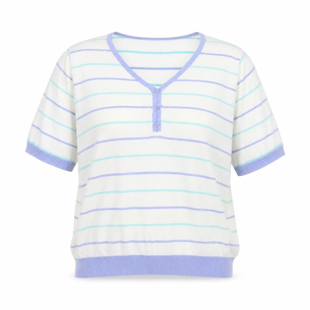 Isle Womens White Striped  Basic Blouse Size 14