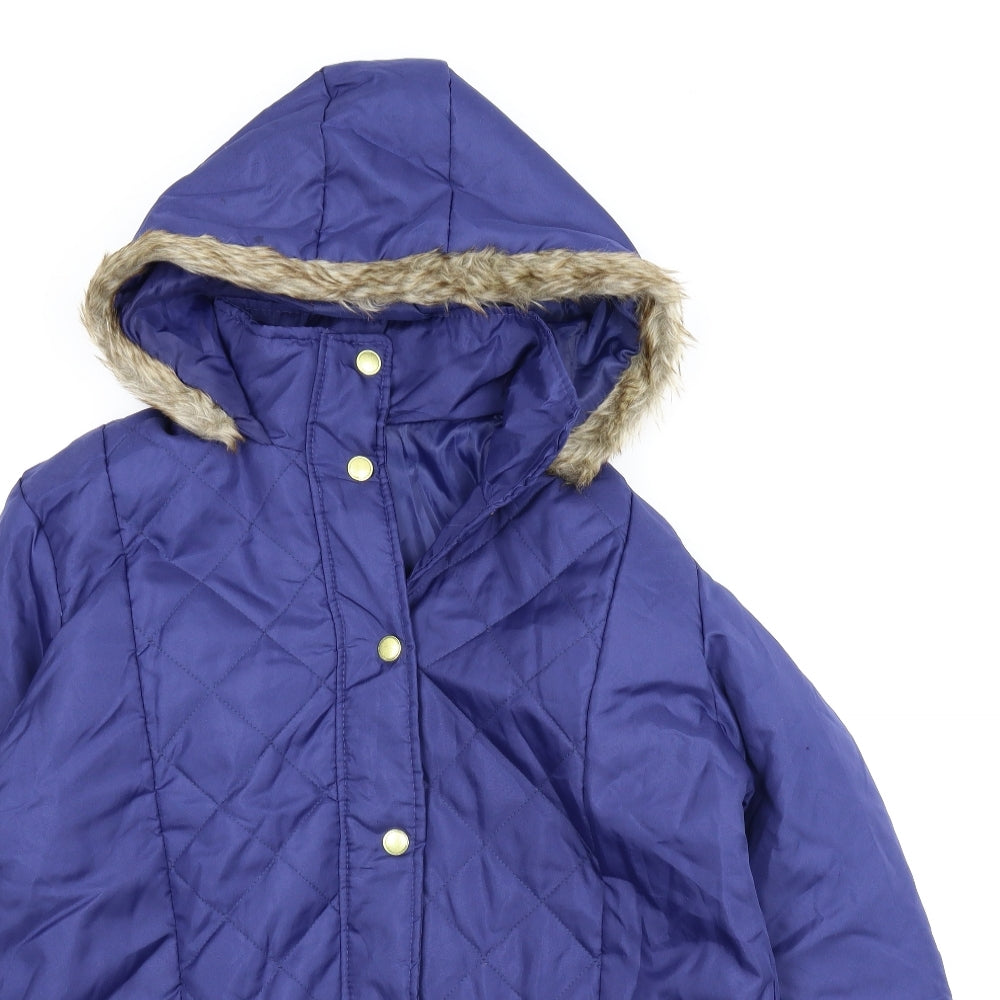 Anne De Lancay Womens Blue   Quilted Coat Size M