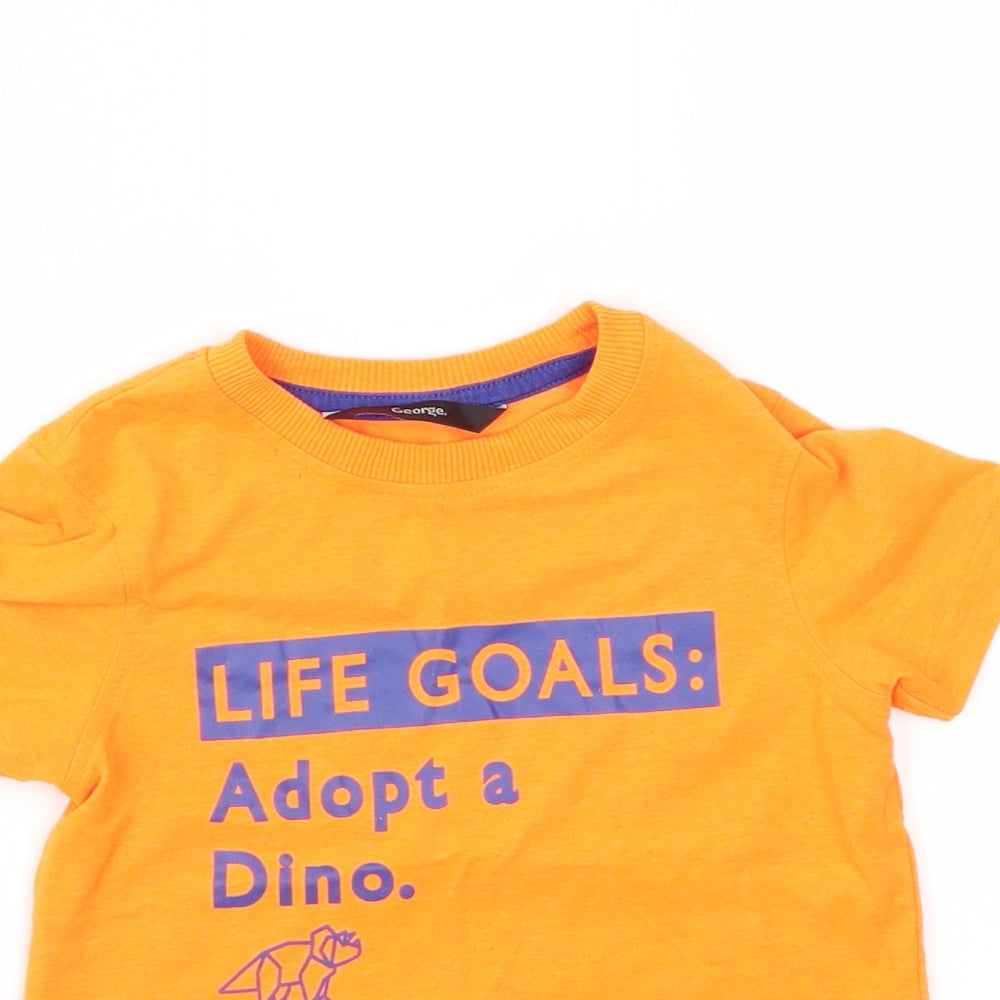 George Boys Orange   Basic T-Shirt Size 2-3 Years