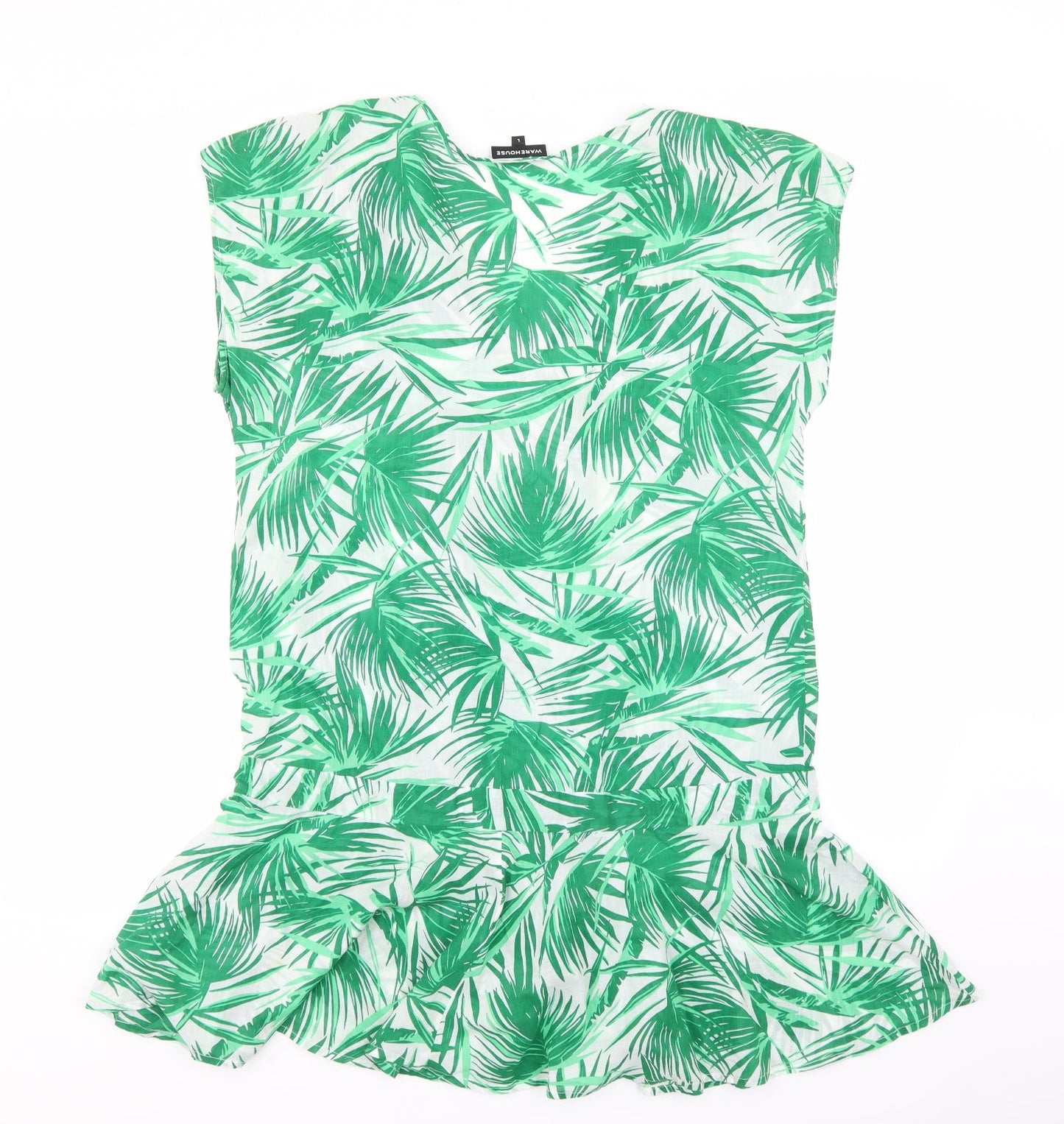 Warehouse Womens Green Batik Woven A-Line  Size L  -