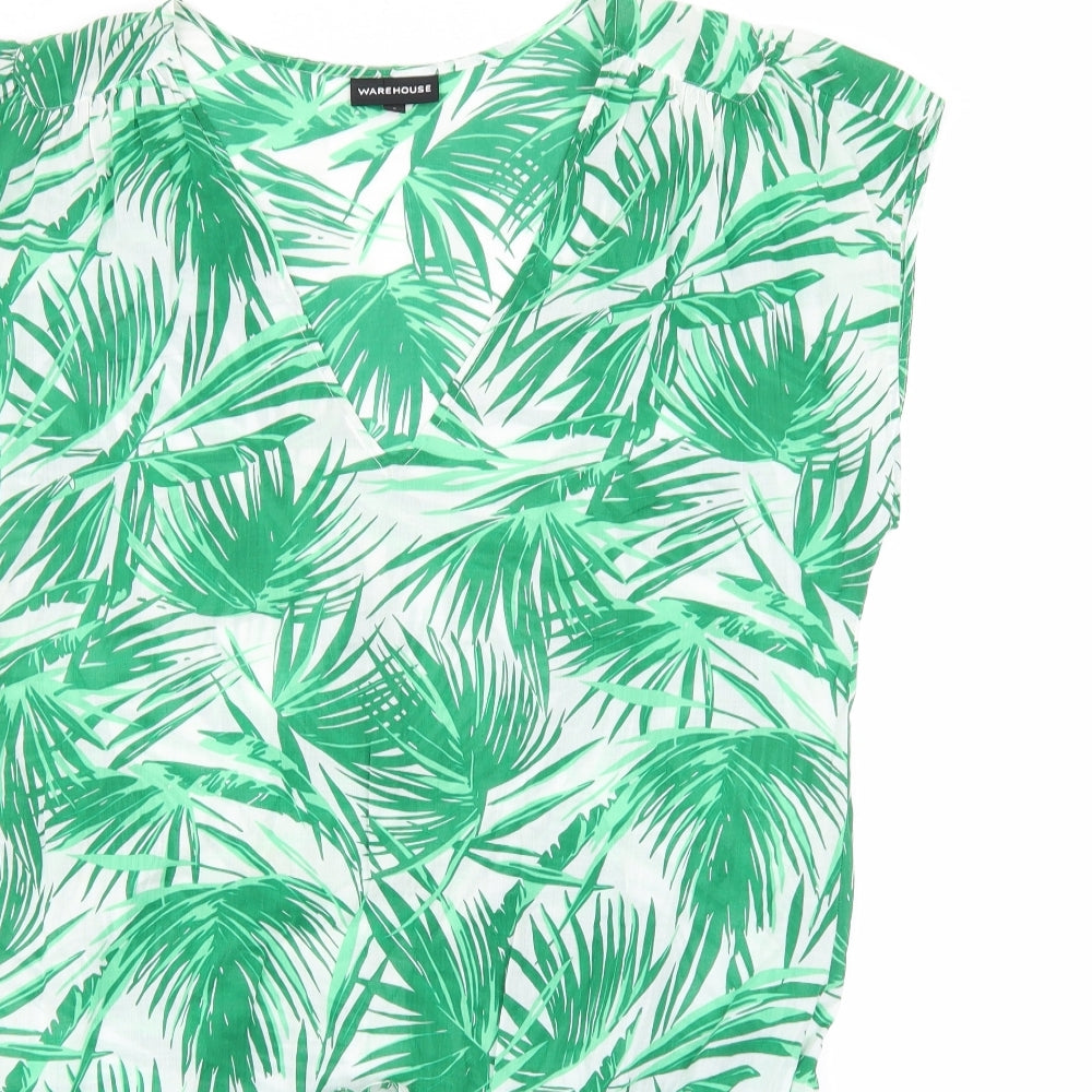 Warehouse Womens Green Batik Woven A-Line  Size L  -