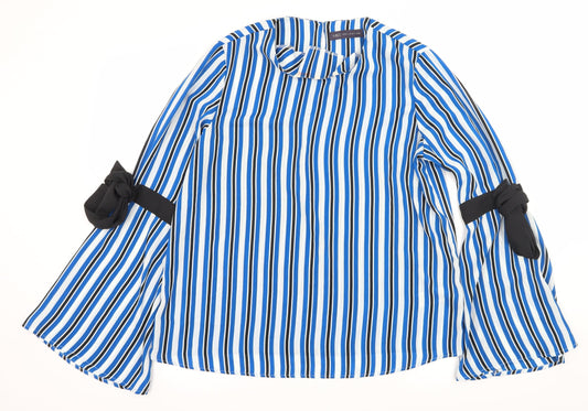 Marks and Spencer Womens Blue Striped  Basic Blouse Size 12