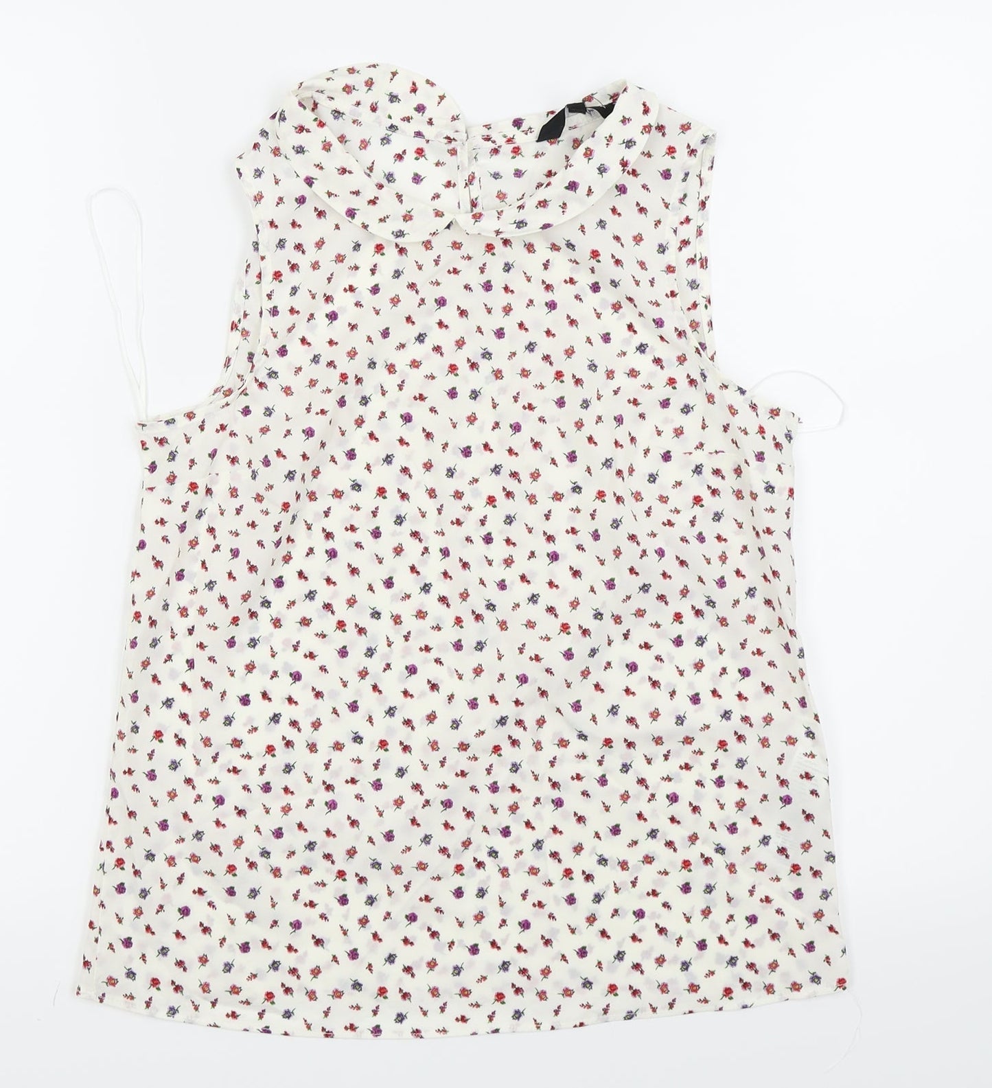 New Look Womens White Floral  Camisole Blouse Size 8