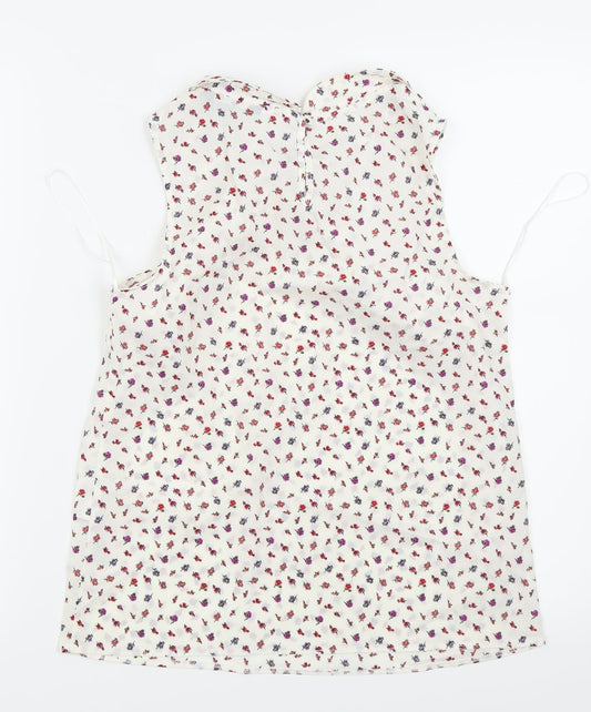 New Look Womens White Floral  Camisole Blouse Size 8