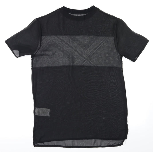 Preworn Womens Black Argyle/Diamond  Basic T-Shirt Size XS