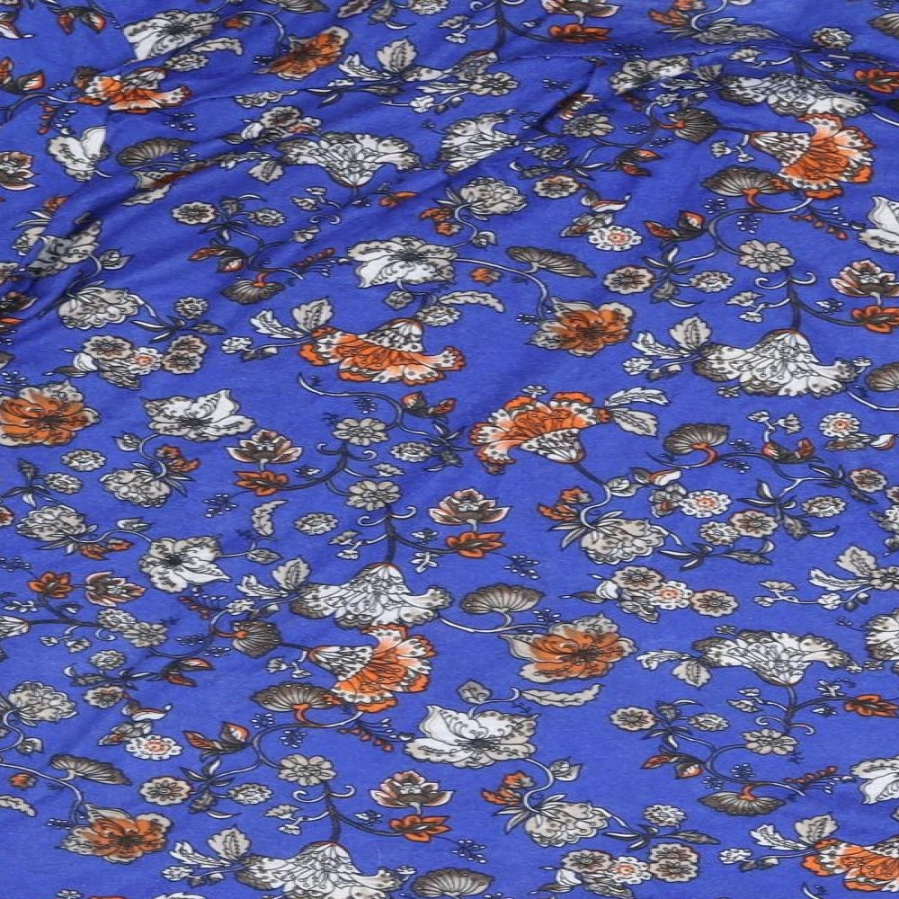 Encuentro Womens Blue Floral  Basic Blouse Size XL