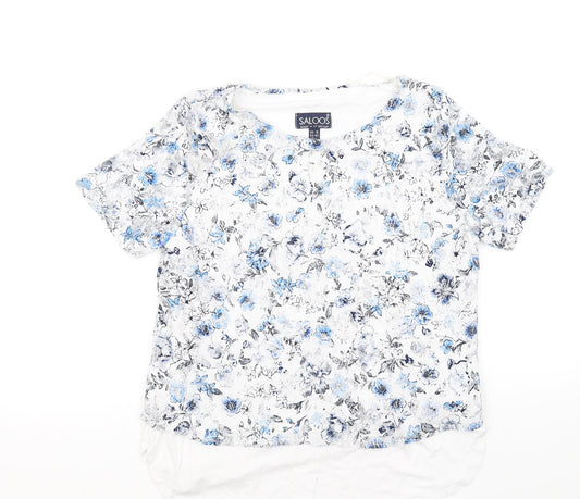 saloons Womens White Floral  Basic T-Shirt Size 16