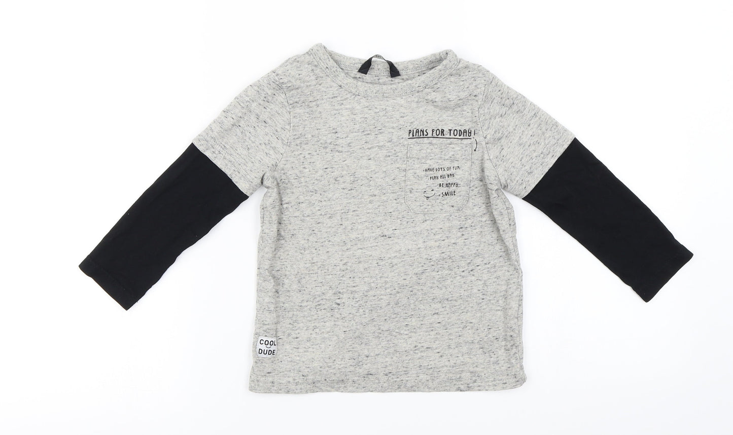 George  Boys Grey   Basic T-Shirt Size 2-3 Years