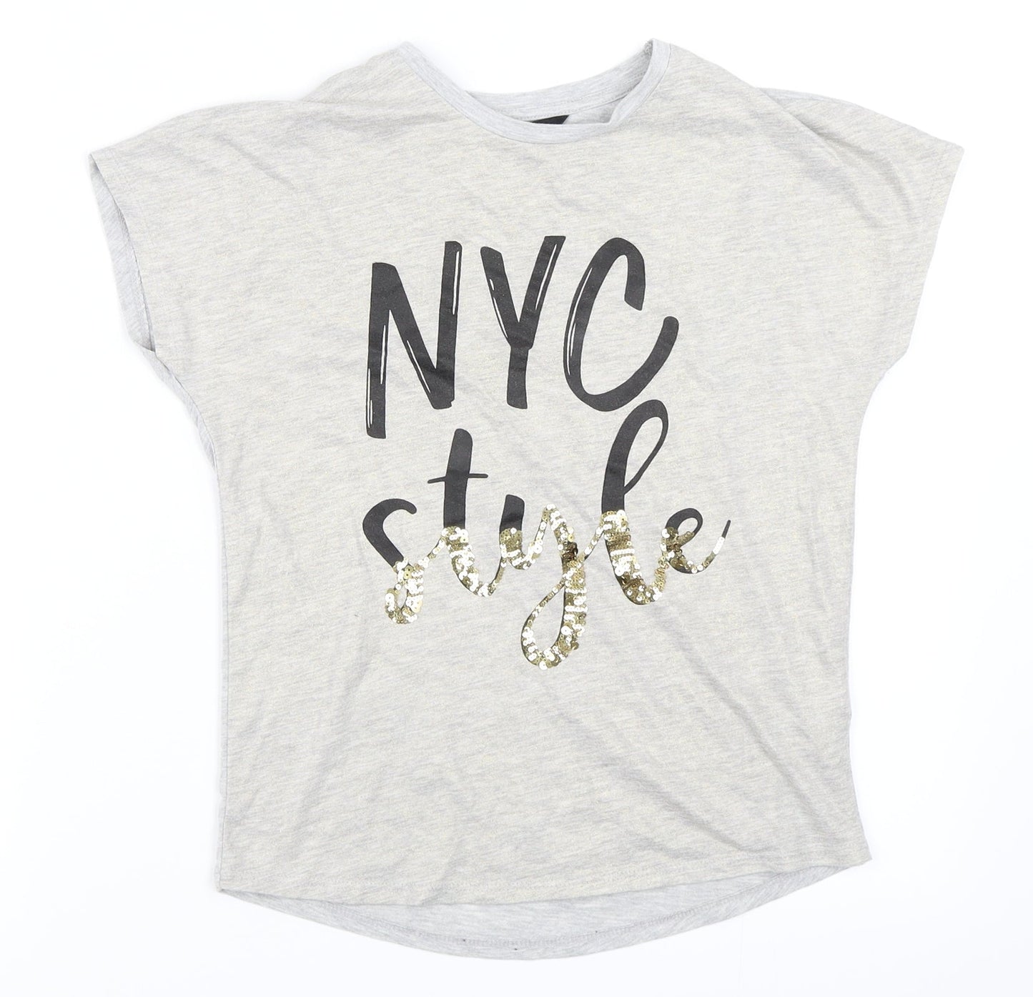 George Girls Grey   Basic T-Shirt Size 9-10 Years