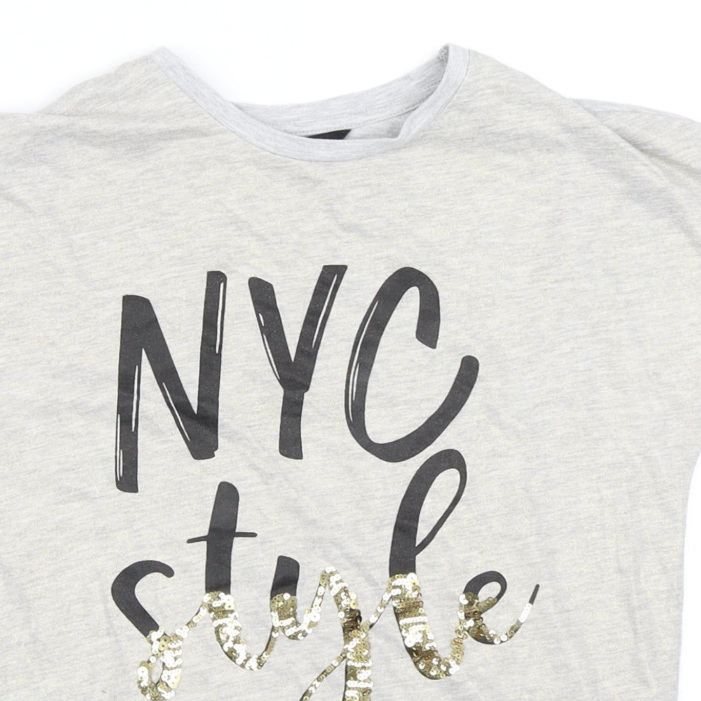 George Girls Grey   Basic T-Shirt Size 9-10 Years
