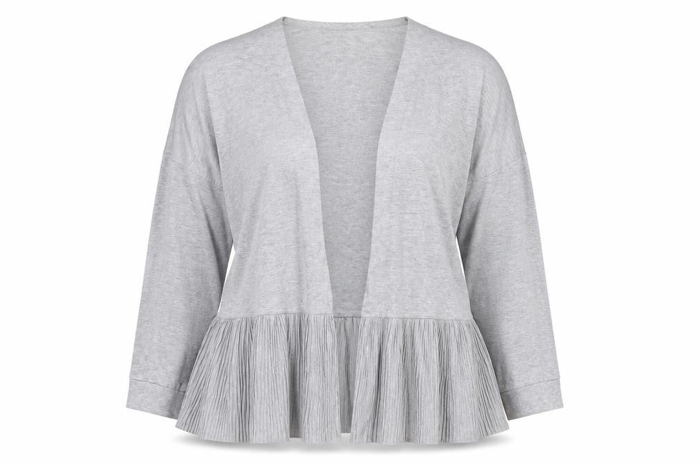 Front view of Dorothy Perkins women’s grey cardigan jumper, size M
