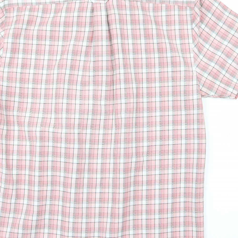 Easy Mens Pink Check   Button-Up Size M