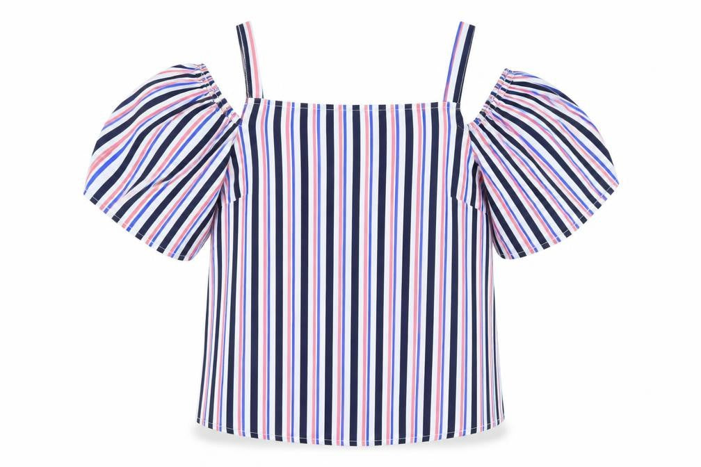 Papaya Womens Blue Striped  Basic Blouse Size 10