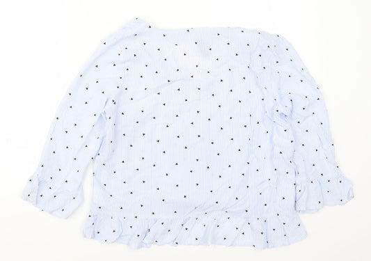 H&M Womens Blue Striped  Basic Blouse Size 10  - Love Hearts
