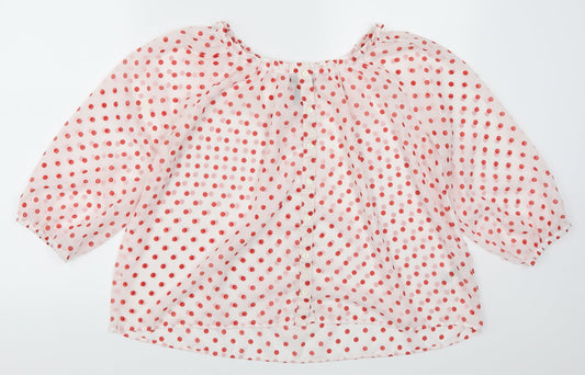 H&M Womens Red Polka Dot  Basic Button-Up Size 6