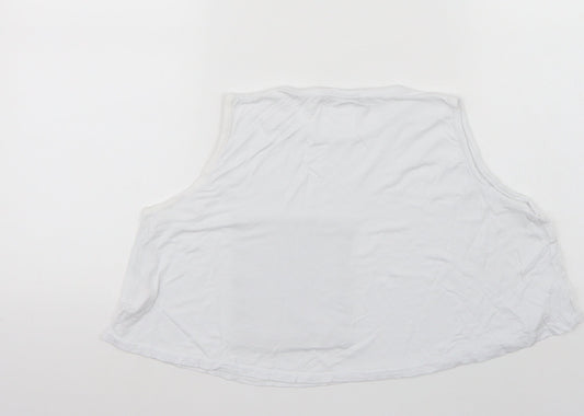 Boohoo Womens White Animal Print  Cropped Tank Size 8