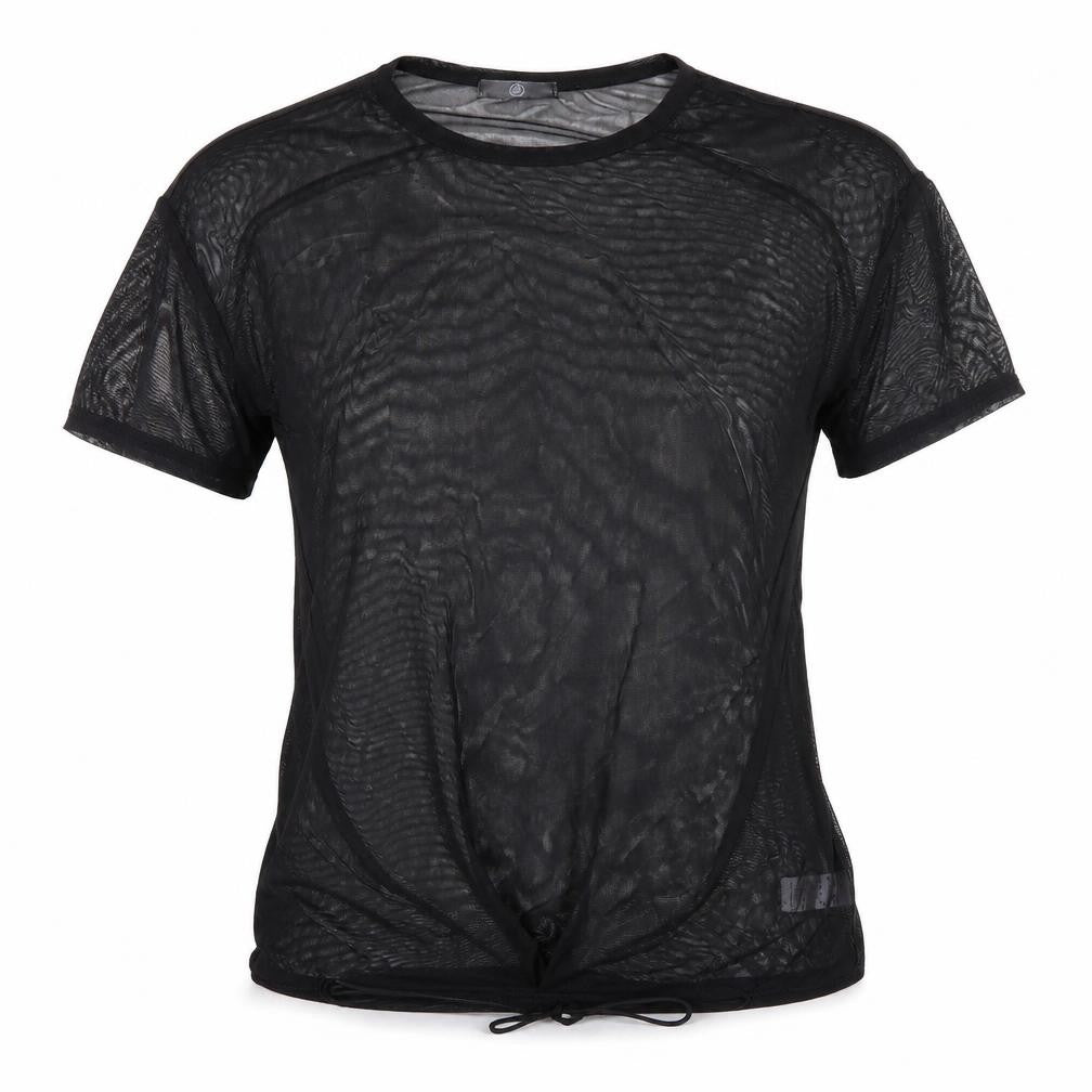 Front view of Missguided women’s black basic t-shirt, size UK 8