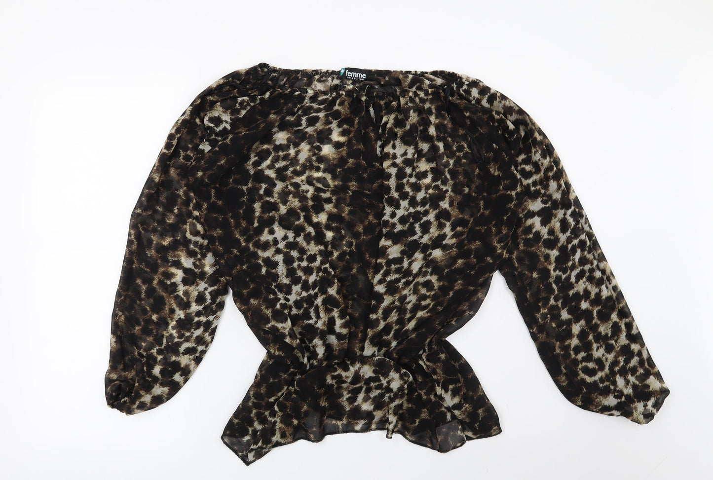 Preworn Womens Brown Animal Print  Basic Blouse Size S