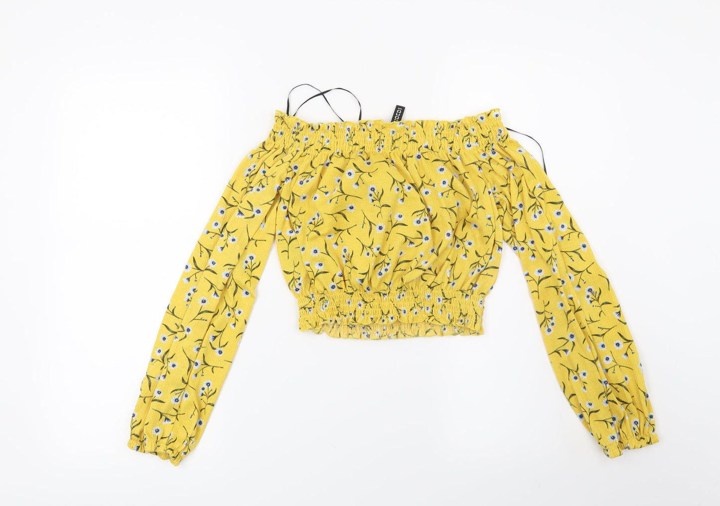 H&M Womens Yellow Floral  Basic Blouse Size XS