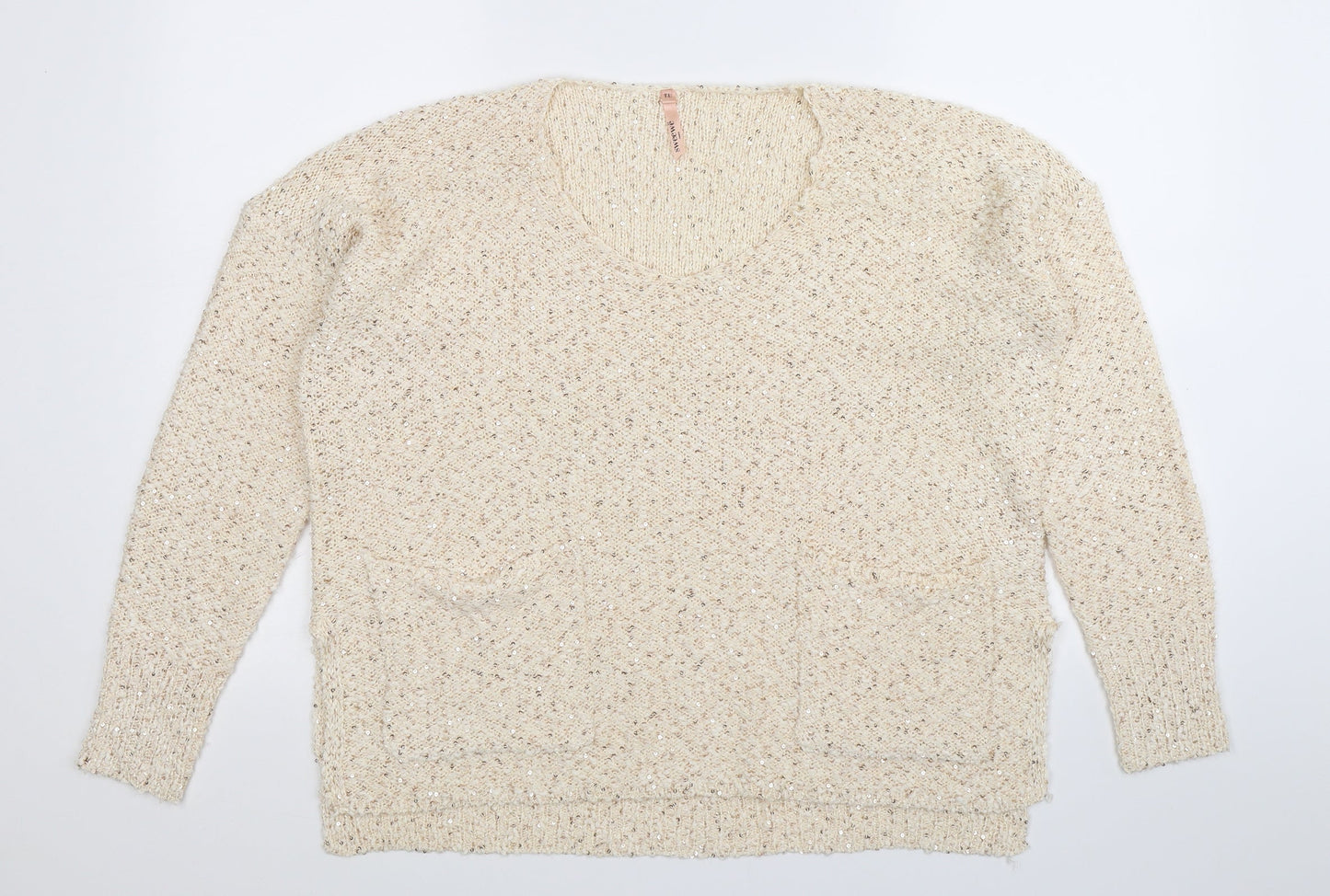 SWEEWE Womens Beige  Knit Pullover Jumper One Size
