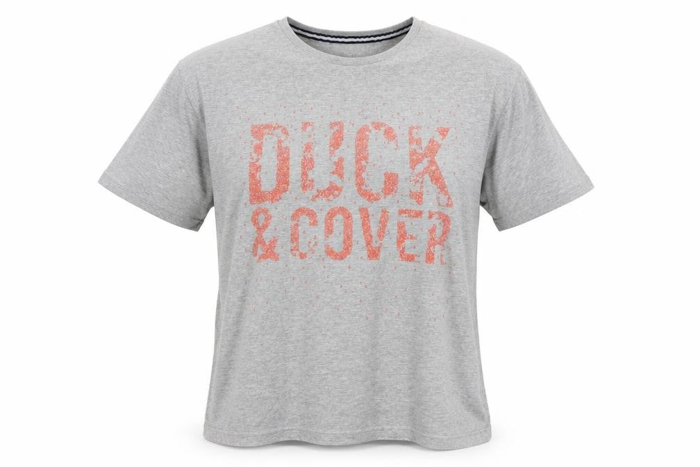 Front view of Duck and Cover women’s grey basic t-shirt, size M