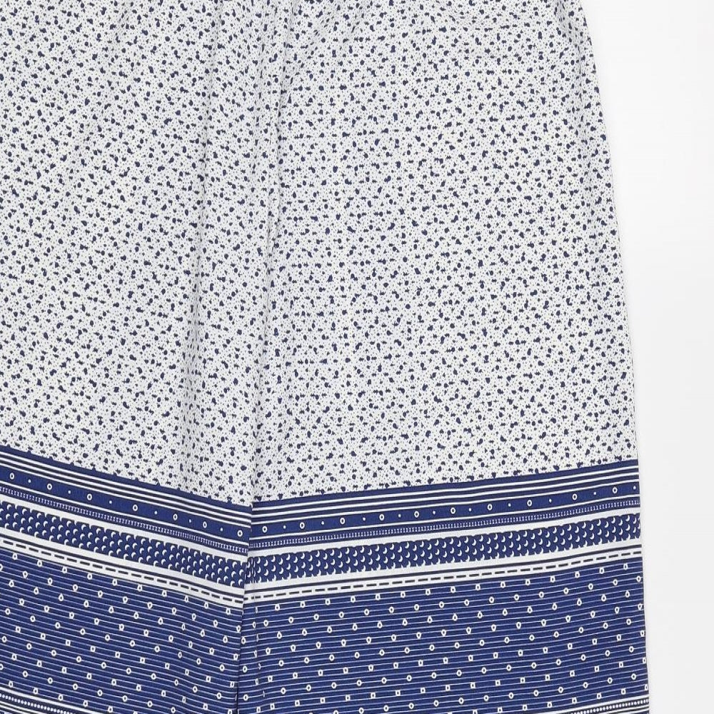 Dorothy Perkins Womens Blue Geometric  Cropped Trousers Size 10 L20 in
