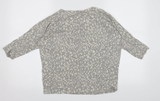 New Look Womens Grey Animal Print Knit Pullover Jumper Size 8