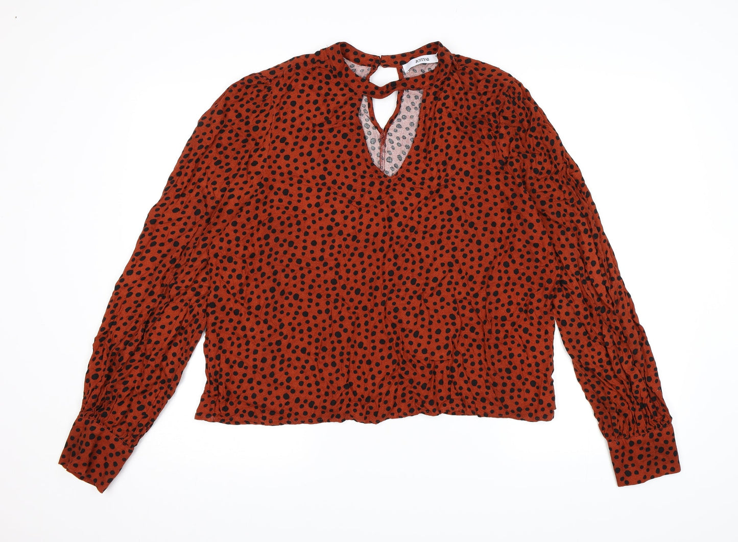 Just Fab Womens Brown Animal Print  Basic Blouse Size 2XL