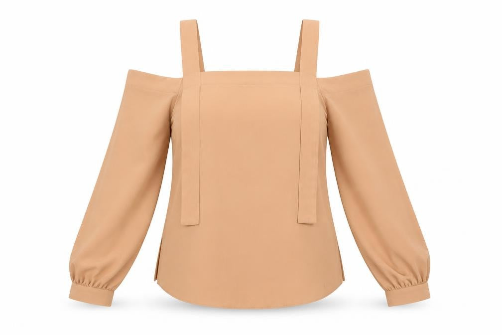 Front view of ASOS women’s brown basic blouse, size UK 10