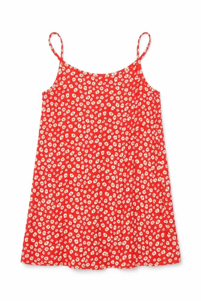 Front view of Primark girls’ red floral camisole tank, size 6-7, years