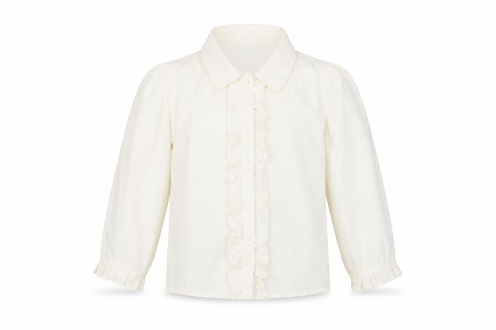 Front view of Gap girls’ white basic button-up, size 2, years