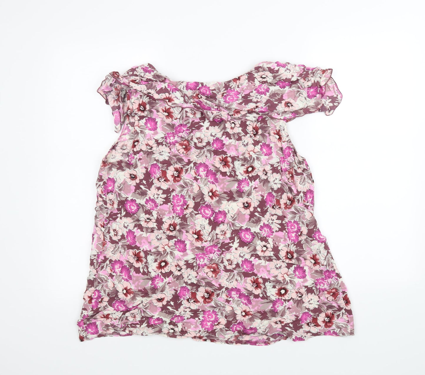 M&Co Womens Pink Floral  Basic T-Shirt Size 18