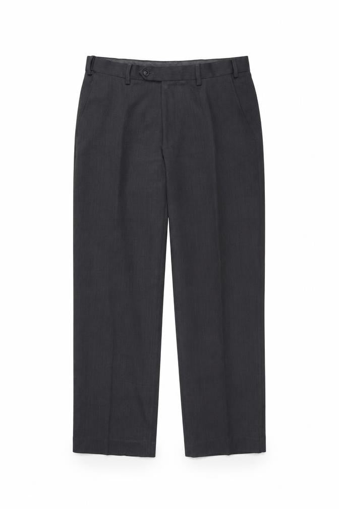 Front view of Marks & Spencer women’s grey dress pants trousers, size UK 32, 30-inch leg