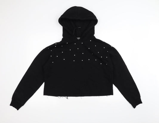 Primark Womens Black   Pullover Hoodie Size M  - Cropped Hoodie