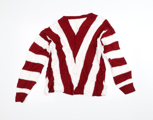 Preworn Womens White Striped  Pullover Jumper Size M