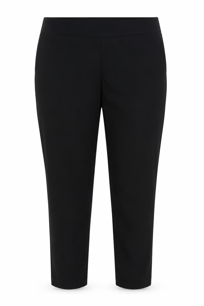 Front view of Feathers women’s black trousers, size 2XL, 30-inch leg