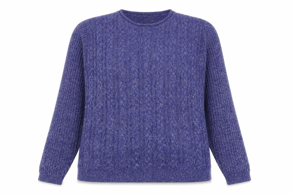 Front view of isle women’s blue jumper, size M