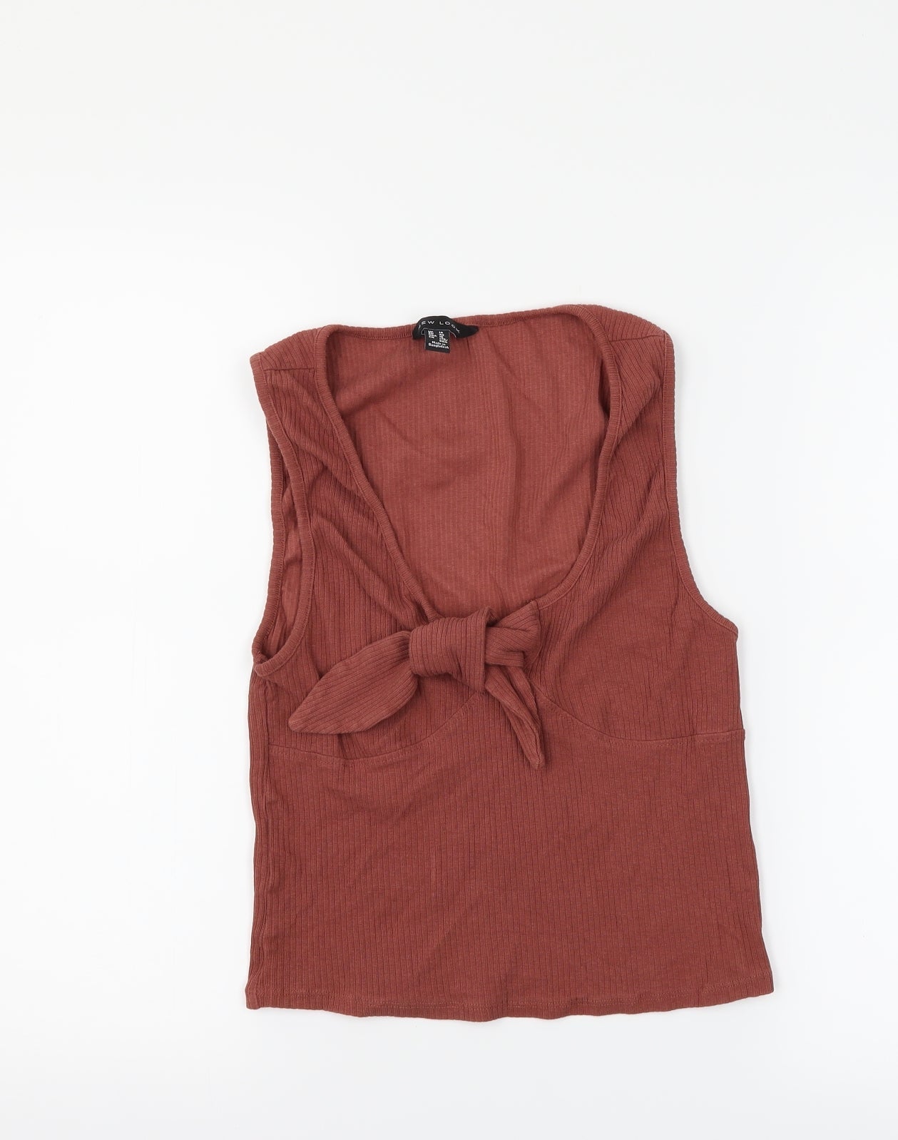 New Look Womens Brown   Cropped Tank Size 14  - tie front