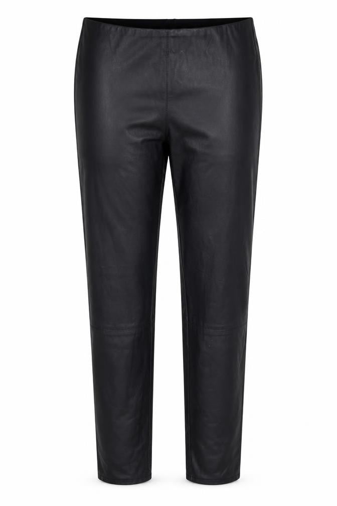 Front view of Preworn women’s black carrot trousers, size UK 12, 27.5-inch leg