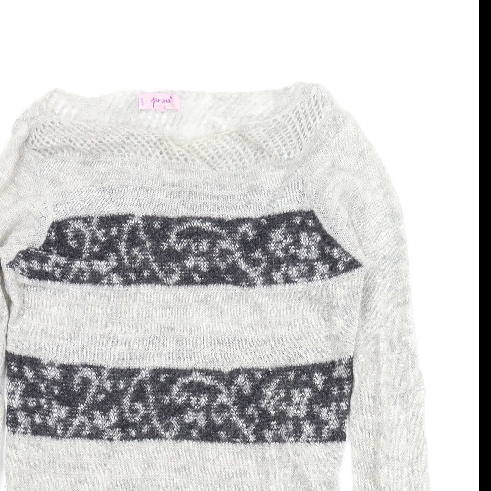 M&S Womens Grey Paisley  Pullover Jumper Size M