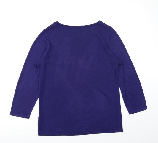 Classic Womens Blue  Knit Pullover Jumper Size 14