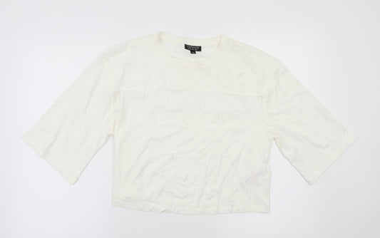 Topshop Womens White Floral  Basic T-Shirt Size 10